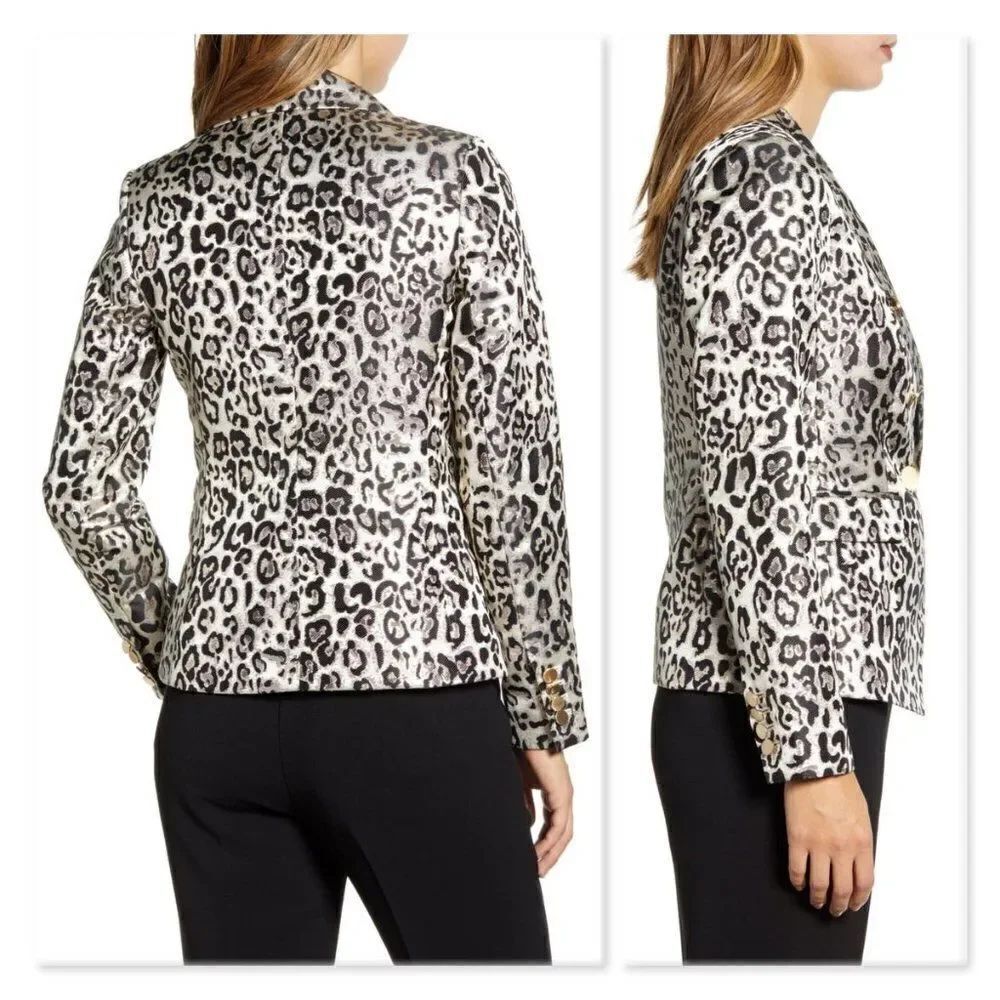 Rachel Parcell Metallic Leopard Blazer sz Large - Picture 2 of 12